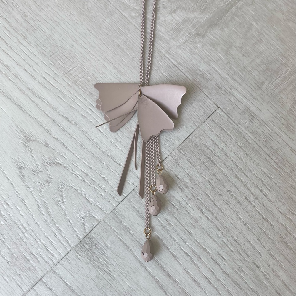 Long Purple Grey Flower Necklace